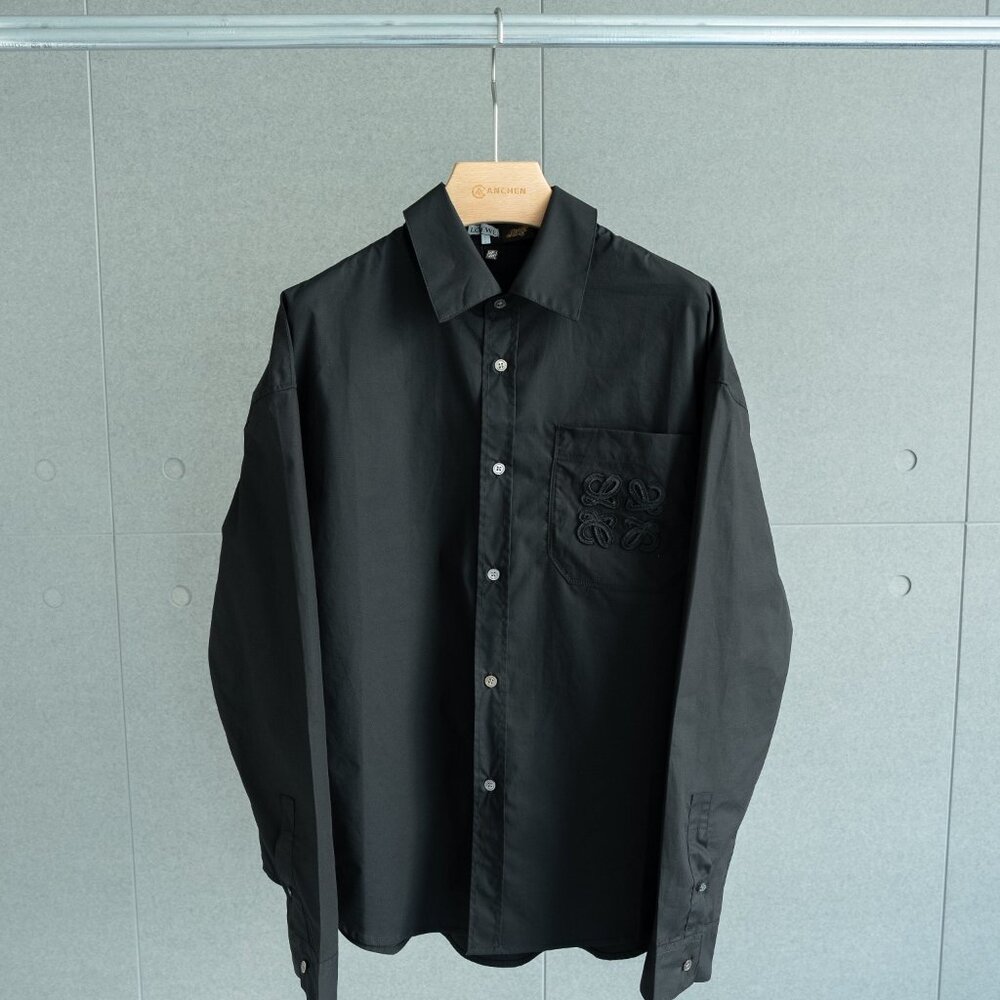 NWT Loewe Black Button Down Anagram Cotton Shirt